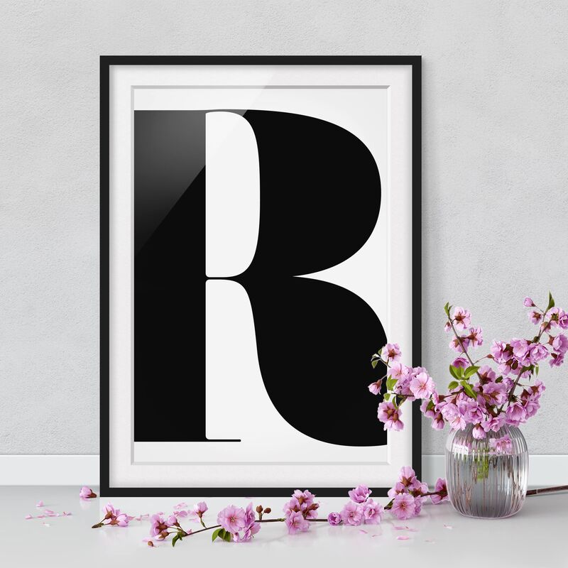

Póster enmarcado - Antiqua Letter R Dimensión LxA: 100cm x 70cm, Marco: Negro