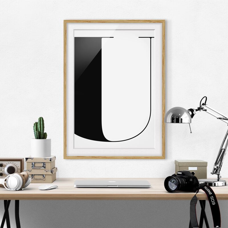 

Póster enmarcado - Antiqua Letter U Dimensión LxA: 70cm x 50cm, Marco: Roble