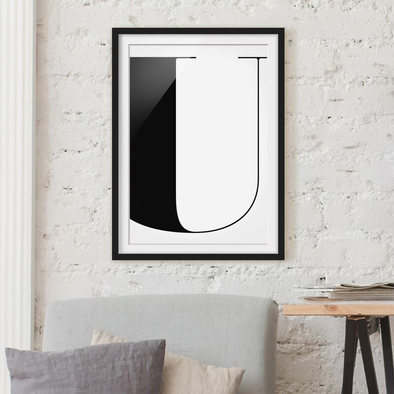 

Póster enmarcado - Antiqua Letter U Dimensión LxA: 70cm x 50cm, Marco: Negro