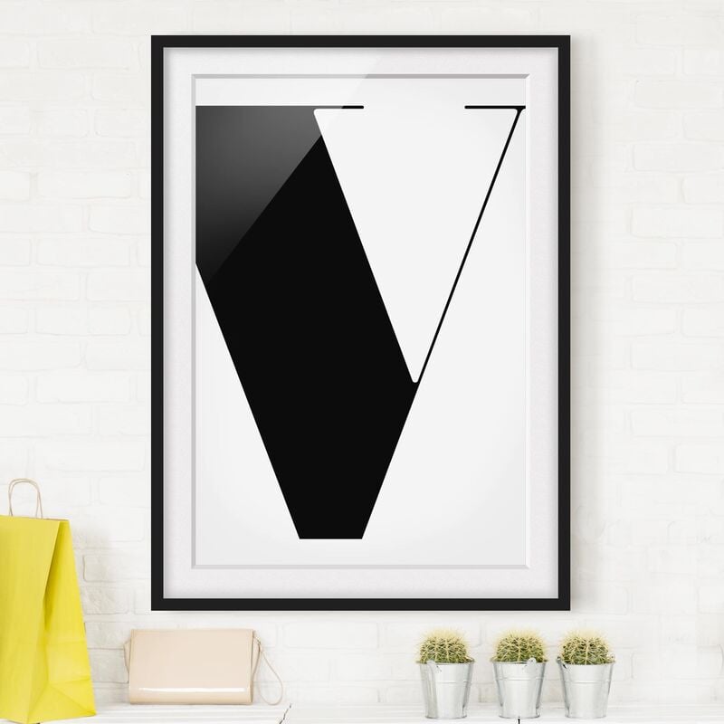 

Póster enmarcado - Antiqua Letter V Dimensión LxA: 100cm x 70cm, Marco: Negro