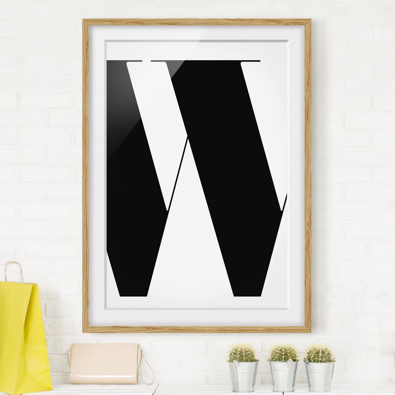 

Póster enmarcado - Antiqua Letter W Dimensión LxA: 100cm x 70cm, Marco: Roble