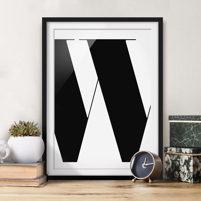 

Póster enmarcado - Antiqua Letter W Dimensión LxA: 100cm x 70cm, Marco: Negro