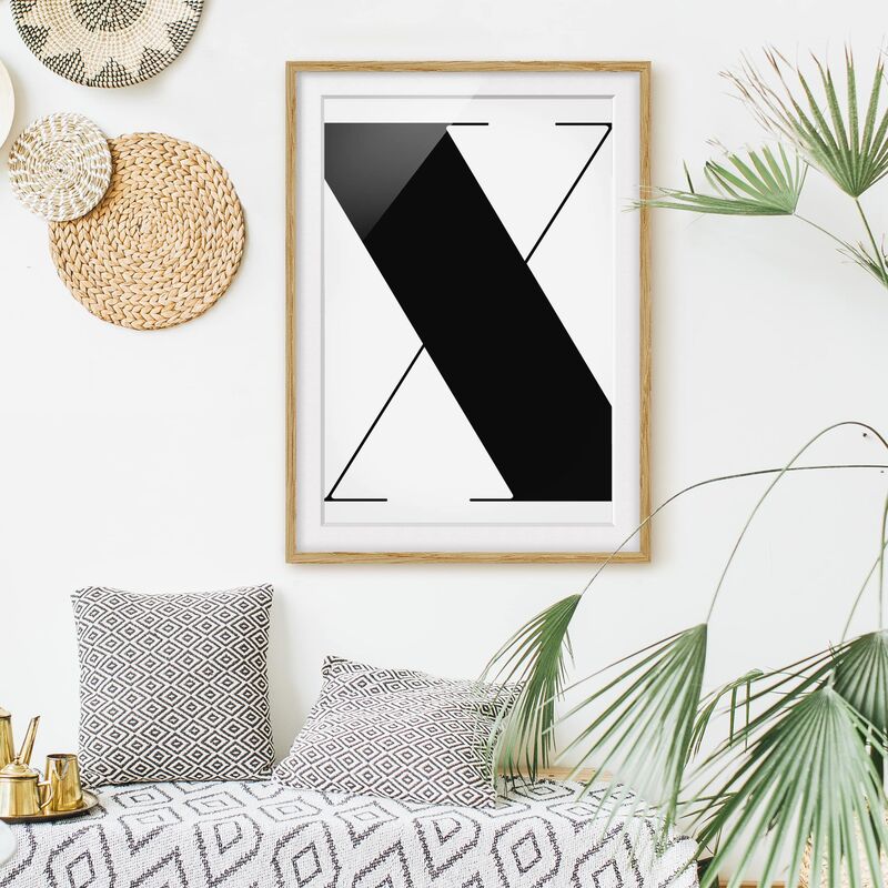 

Póster enmarcado - Antiqua Letter X Dimensión LxA: 55cm x 40cm, Marco: Roble