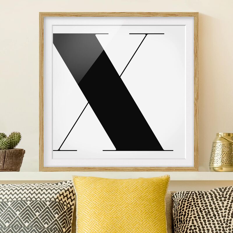 

Póster enmarcado - Antiqua Letter X Dimensión LxA: 70cm x 70cm, Marco: Roble