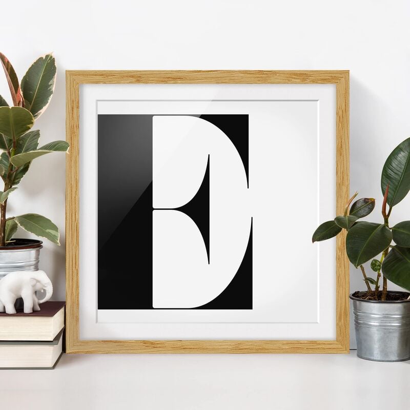 

Póster enmarcado - Antiqua Lettera E Dimensión LxA: 50cm x 50cm, Marco: Roble
