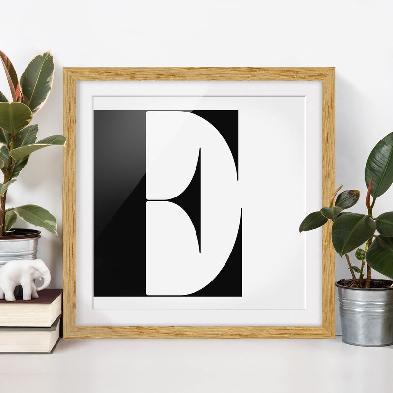 

Póster enmarcado - Antiqua Lettera E Dimensión LxA: 20cm x 20cm, Marco: Roble
