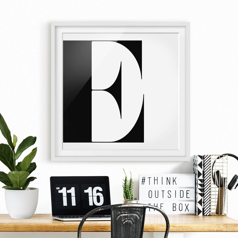 

Póster enmarcado - Antiqua Lettera E Dimensión LxA: 70cm x 70cm, Marco: Roble