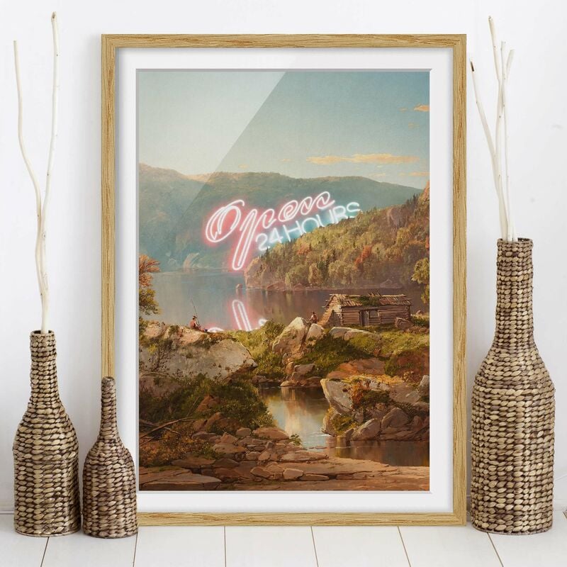 

Póster enmarcado - Aperto 24 ore Dimensión LxA: 70cm x 50cm, Marco: Roble
