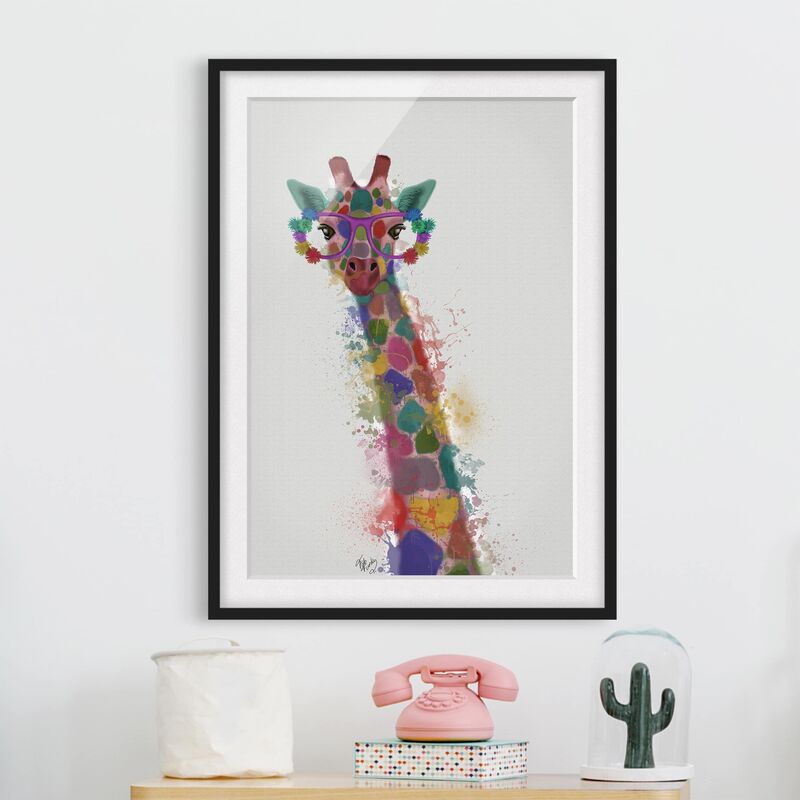 

Póster enmarcado - Arcobaleno Splash Giraffe Dimensión LxA: 70cm x 50cm, Marco: Negro