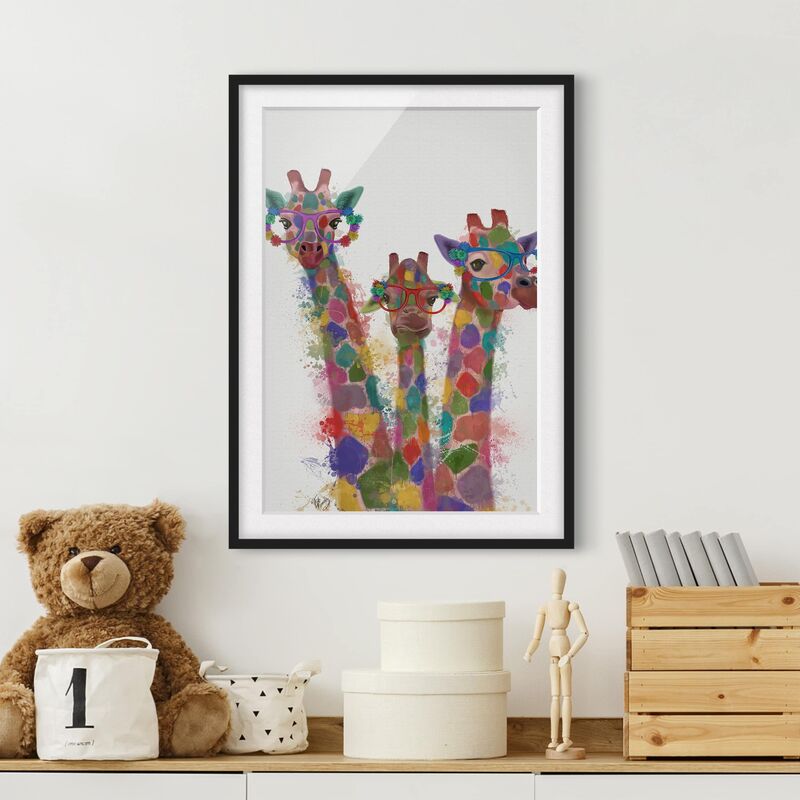 

Póster enmarcado - Arcobaleno Splash Giraffe Trio Dimensión LxA: 40cm x 30cm, Marco: Negro