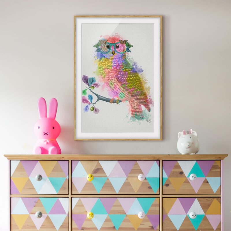 

Póster enmarcado - Arcobaleno Splash Owl Dimensión LxA: 24cm x 18cm, Marco: Roble