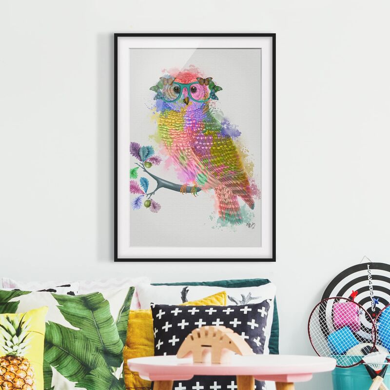 

Póster enmarcado - Arcobaleno Splash Owl Dimensión LxA: 100cm x 70cm, Marco: Negro