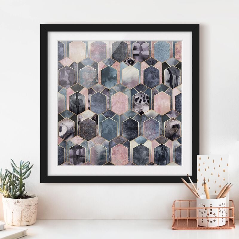 

Póster enmarcado - Art Deco di marmo oro Dimensión LxA: 50cm x 50cm, Marco: Negro