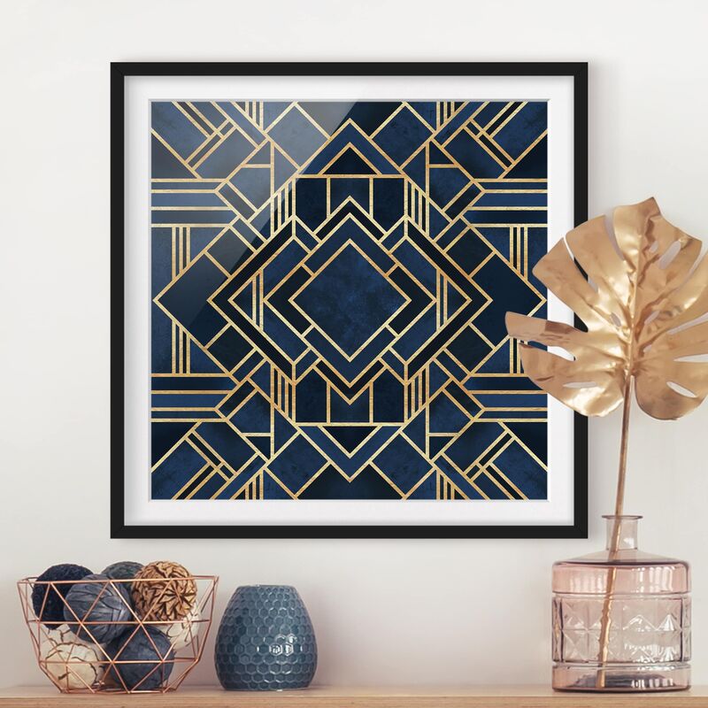 

Póster enmarcado - Art Deco oro Dimensión LxA: 30cm x 30cm, Marco: Negro