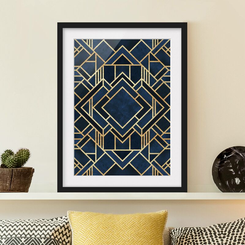 

Póster enmarcado - Art Deco oro Dimensión LxA: 24cm x 18cm, Marco: Negro