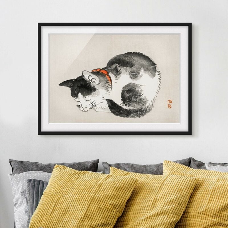 

Póster enmarcado - Asian gatto addormentato Vintage Disegno Dimensión LxA: 70cm x 100cm, Marco: Negro