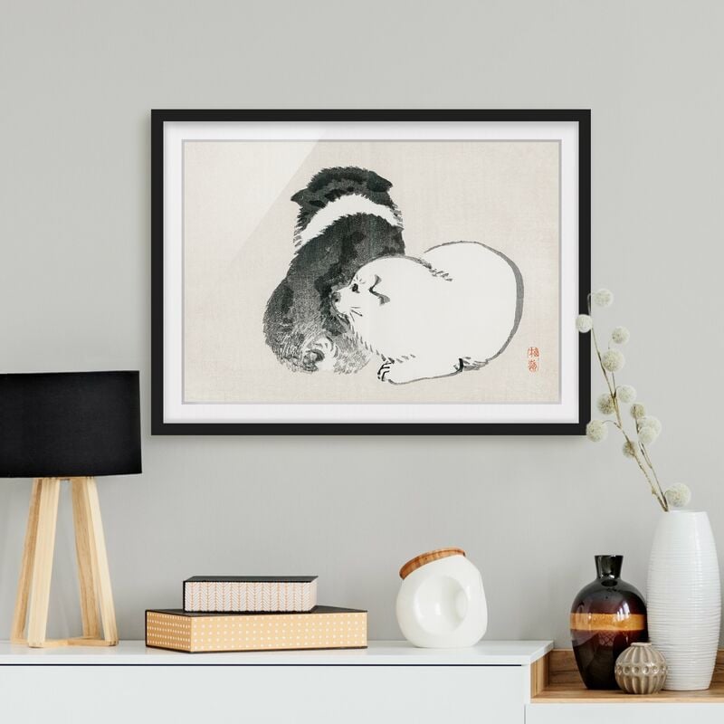 

Póster enmarcado - Asian Vintage Disegno Bianco e nero Pooch Dimensión LxA: 70cm x 100cm, Marco: Negro