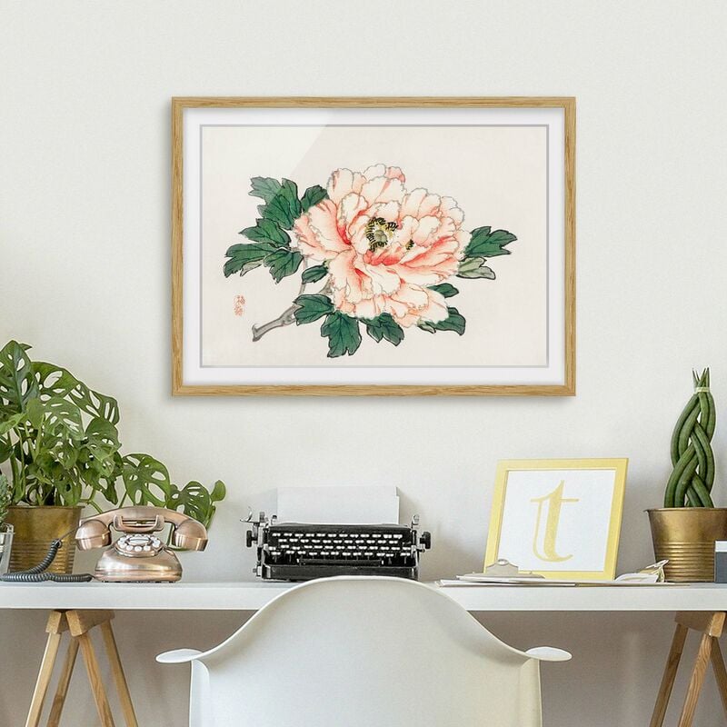

Póster enmarcado - Asian Vintage Disegno rosa crisantemo Dimensión LxA: 30cm x 40cm, Marco: Roble