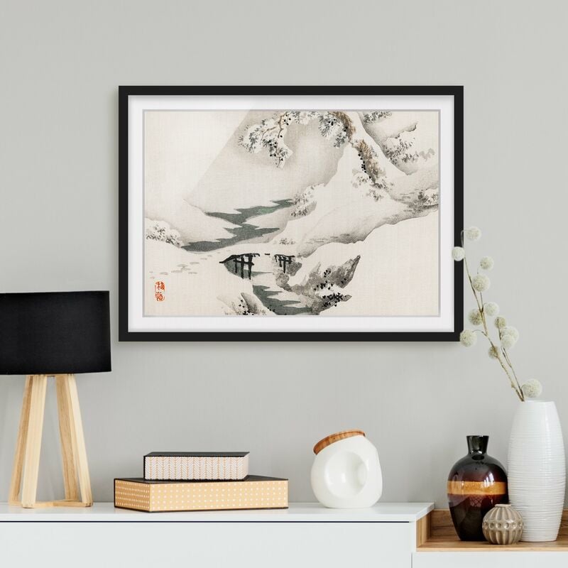 

Póster enmarcado - Asian Vintage Paesaggio invernale Disegno Dimensión LxA: 70cm x 100cm, Marco: Negro