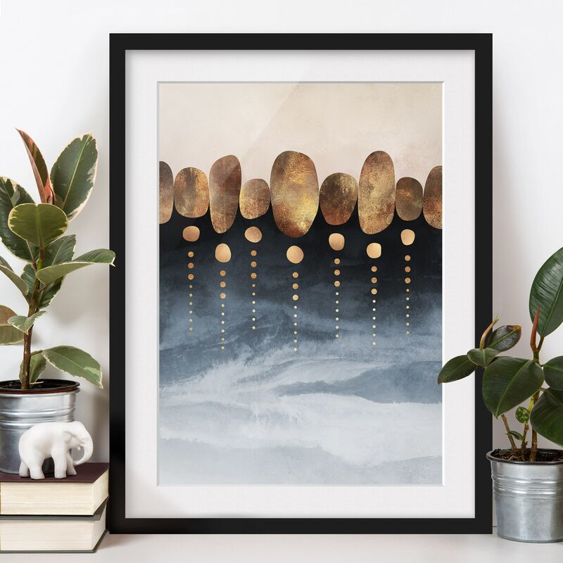 

Póster enmarcado - Astratte Golden Stones Dimensión LxA: 40cm x 30cm, Marco: Negro
