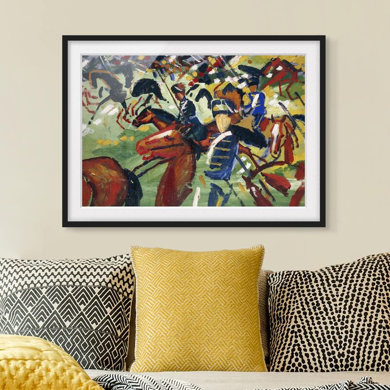 

Póster enmarcado - August Macke - Hussars On The Move Dimensión LxA: 50cm x 70cm, Marco: Negro