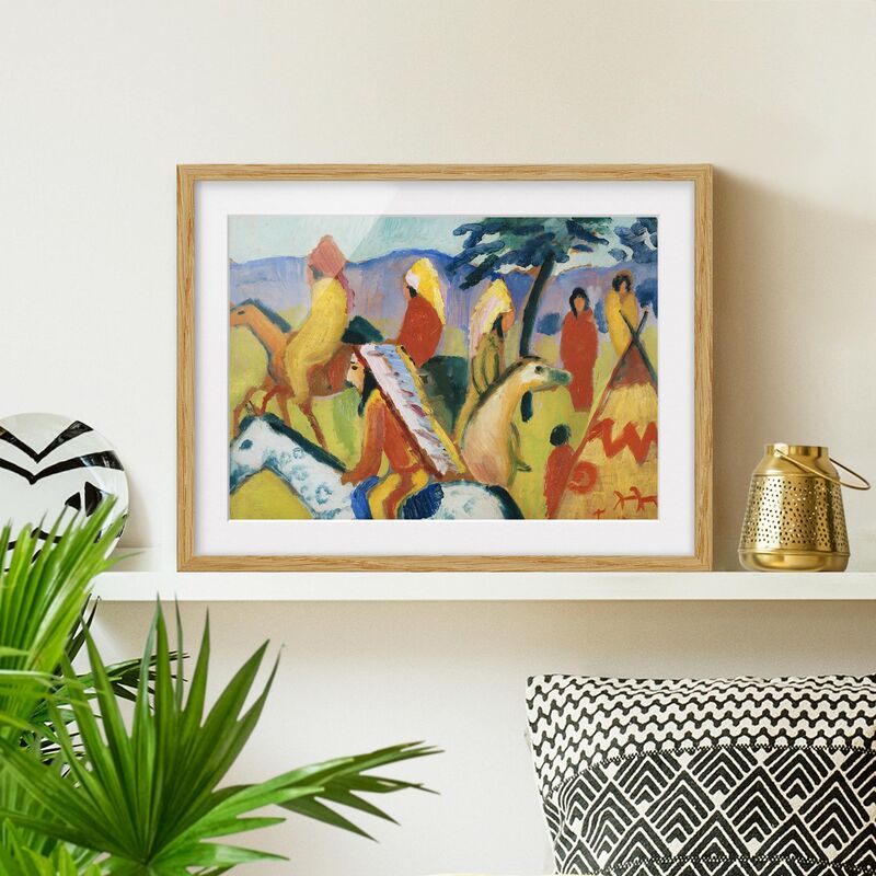 

Póster enmarcado - August Macke - Riding Indians Next To The Tent Dimensión LxA: 50cm x 70cm, Marco: Roble
