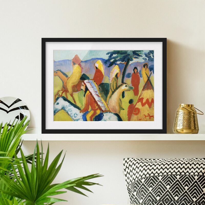 

Póster enmarcado - August Macke - Riding Indians Next To The Tent Dimensión LxA: 50cm x 70cm, Marco: Negro