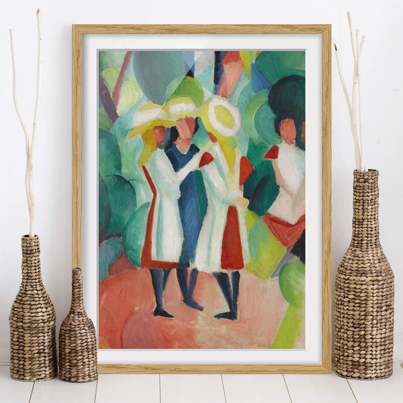 

Póster enmarcado - August Macke - Three Girls In Yellow Straw Hats Dimensión LxA: 24cm x 18cm, Marco: Roble