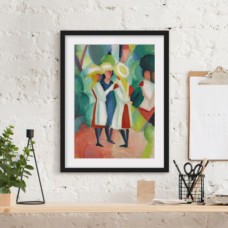 

Póster enmarcado - August Macke - Three Girls In Yellow Straw Hats Dimensión LxA: 40cm x 30cm, Marco: Negro