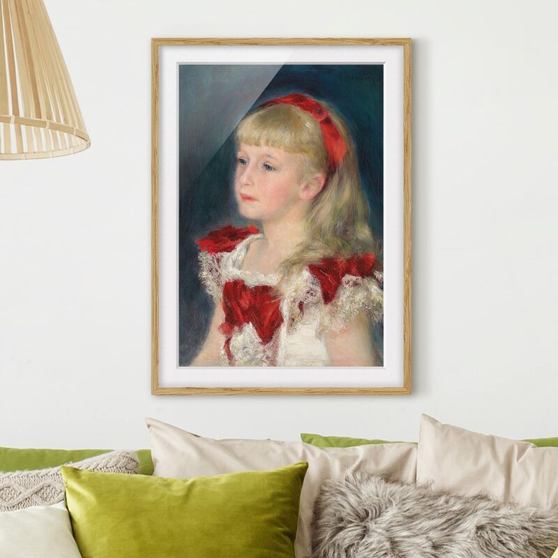 

Póster enmarcado - Auguste Renoir - Mademoiselle Grimprel With Red Ribbon Dimensión LxA: 100cm x 70cm, Marco: Roble