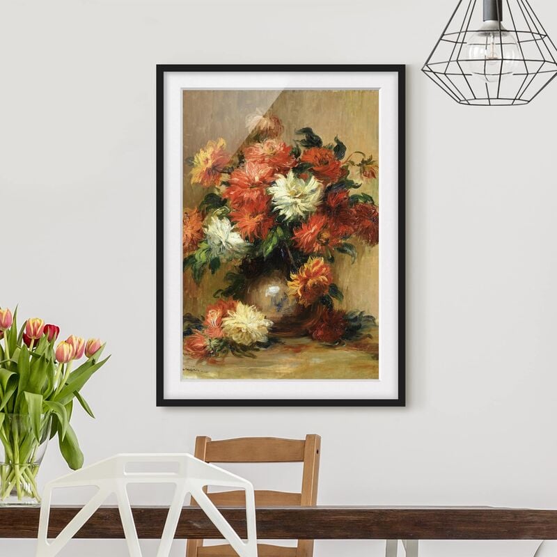 

Póster enmarcado - Auguste Renoir - Still Life With Dahlias Dimensión LxA: 55cm x 40cm, Marco: Negro