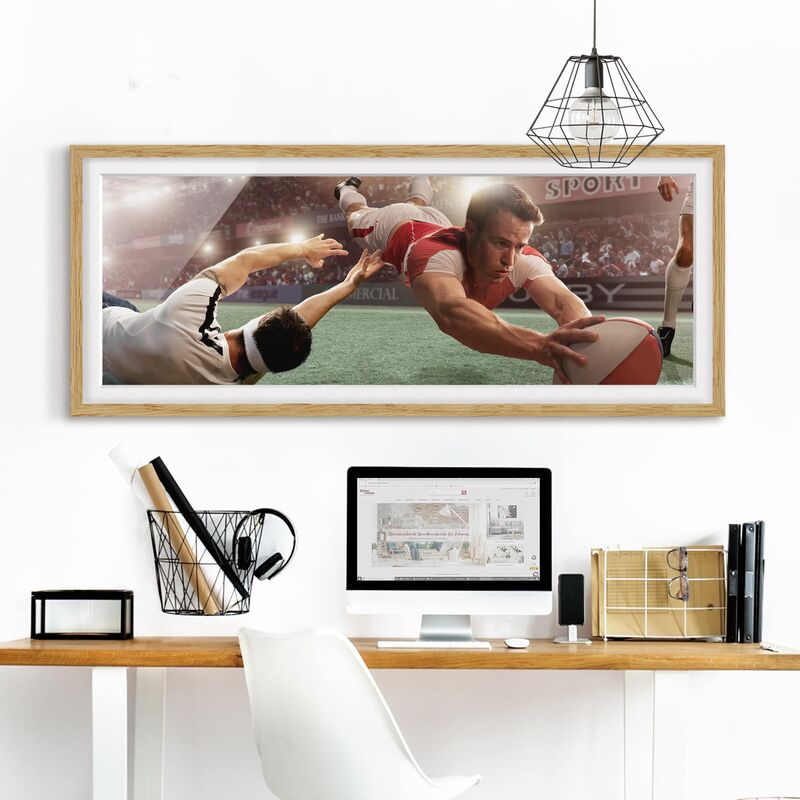 

Póster enmarcado - Azione Rugby Dimensión LxA: 20cm x 50cm, Marco: Roble