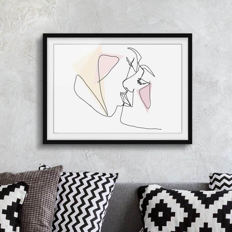 

Póster enmarcado - Bacio Faces Line Art Dimensión LxA: 70cm x 100cm, Marco: Negro