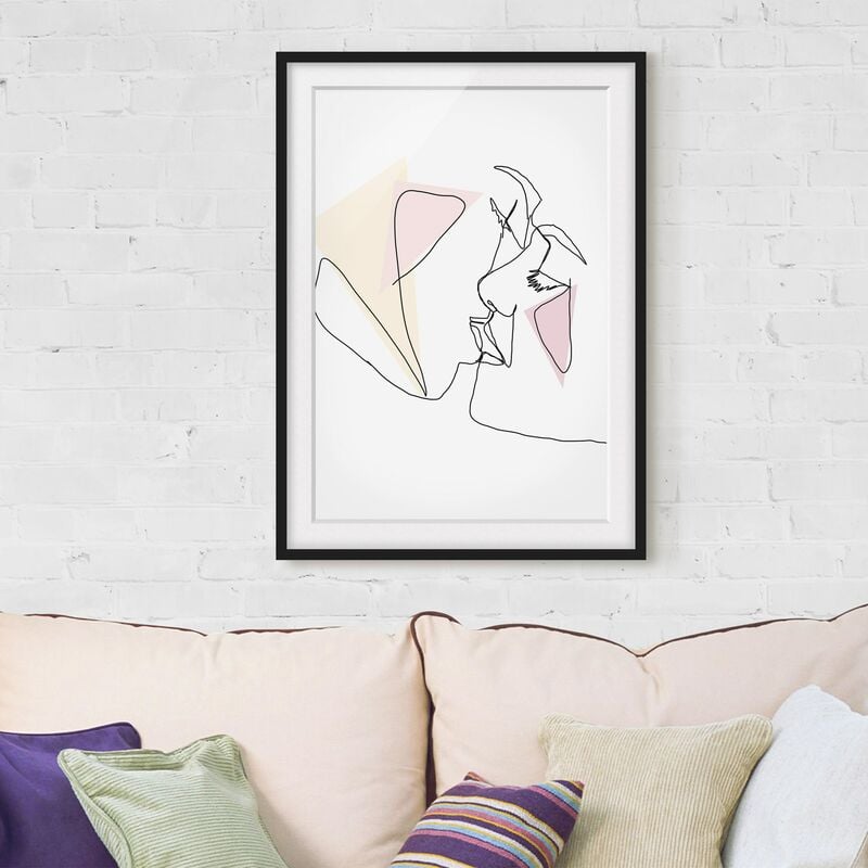 

Póster enmarcado - Bacio Faces Line Art Dimensión LxA: 40cm x 30cm, Marco: Negro