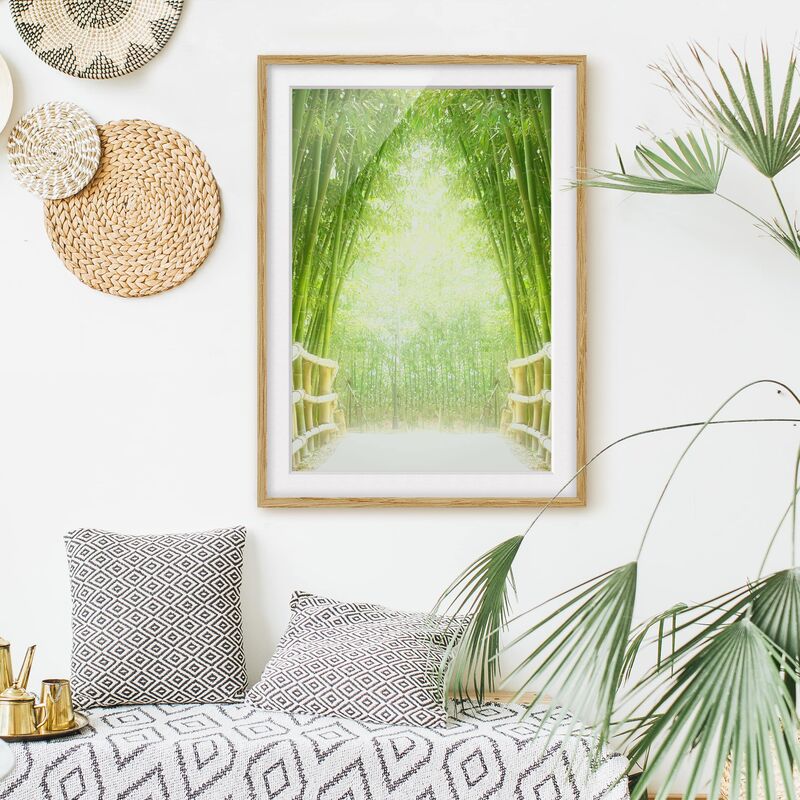 

Póster enmarcado - Bamboo Way Dimensión LxA: 24cm x 18cm, Marco: Roble