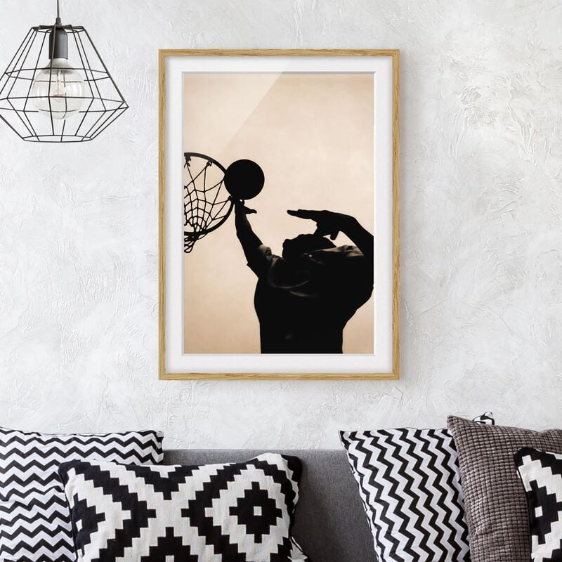 

Póster enmarcado - Basketball Dimensión LxA: 100cm x 70cm, Marco: Roble