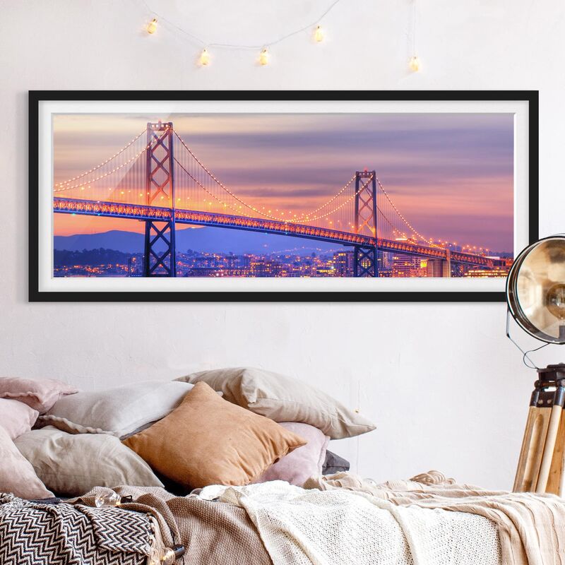 

Póster enmarcado - Bay Bridge Dimensión LxA: 30cm x 75cm, Marco: Negro