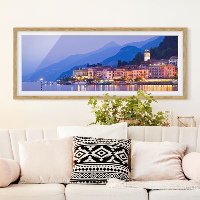 

Póster enmarcado - Bellagio Sul Lago Di Como Dimensión LxA: 50cm x 130cm, Marco: Roble