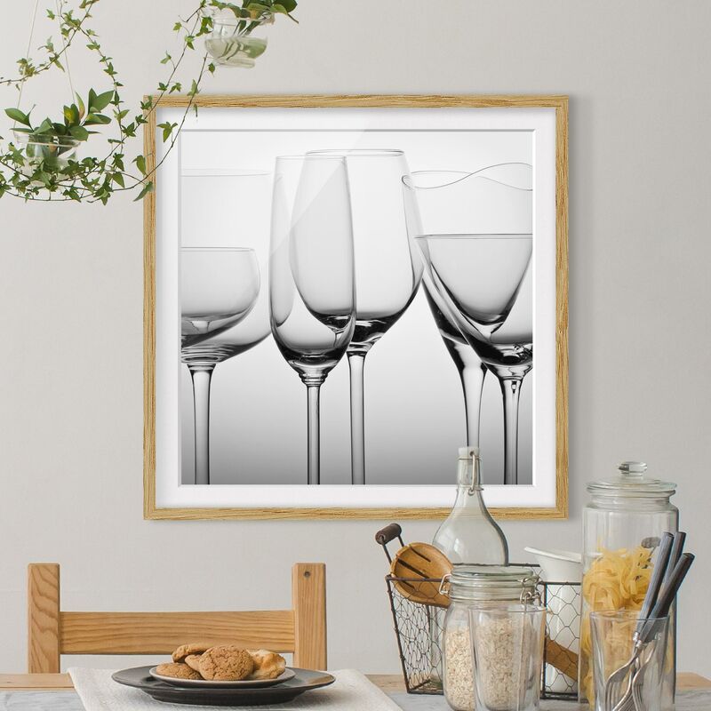 

Póster enmarcado - Belle vetro - Bianco e nero Dimensión LxA: 70cm x 70cm, Marco: Roble