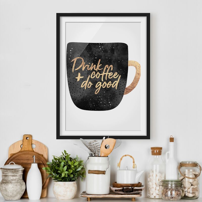 

Póster enmarcado - Bere caffè, fare del bene - Nero Dimensión LxA: 40cm x 30cm, Marco: Negro