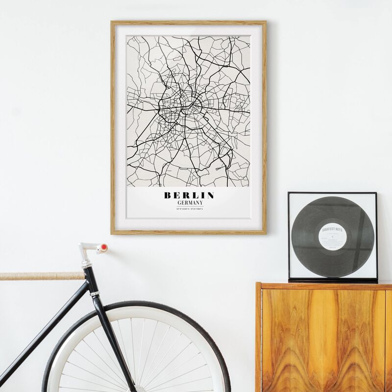 

Póster enmarcado - Berlin City Map - Classic Dimensión LxA: 100cm x 70cm, Marco: Roble
