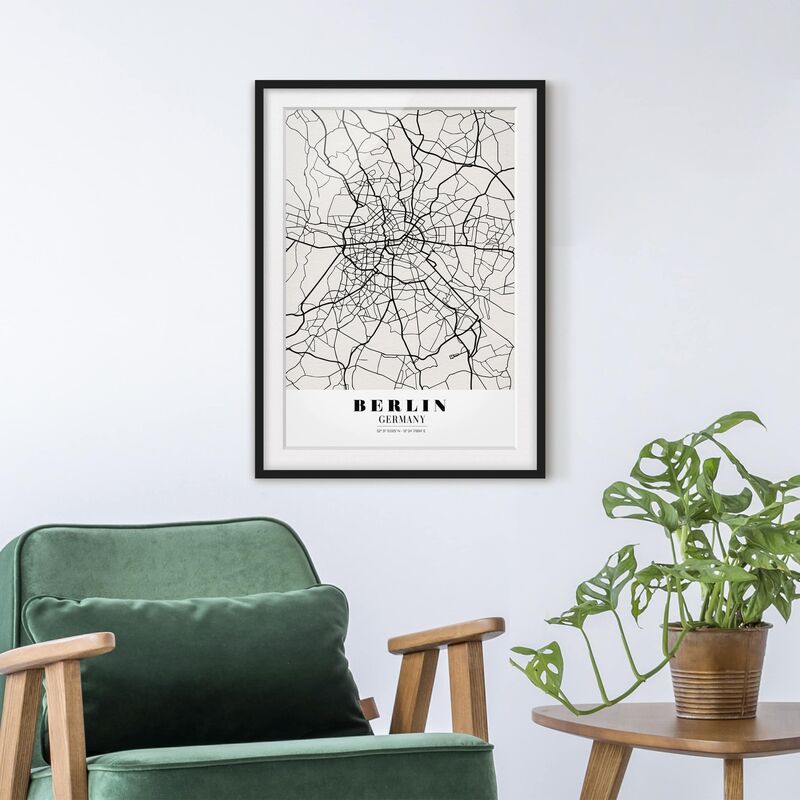 

Póster enmarcado - Berlin City Map - Classic Dimensión LxA: 40cm x 30cm, Marco: Negro