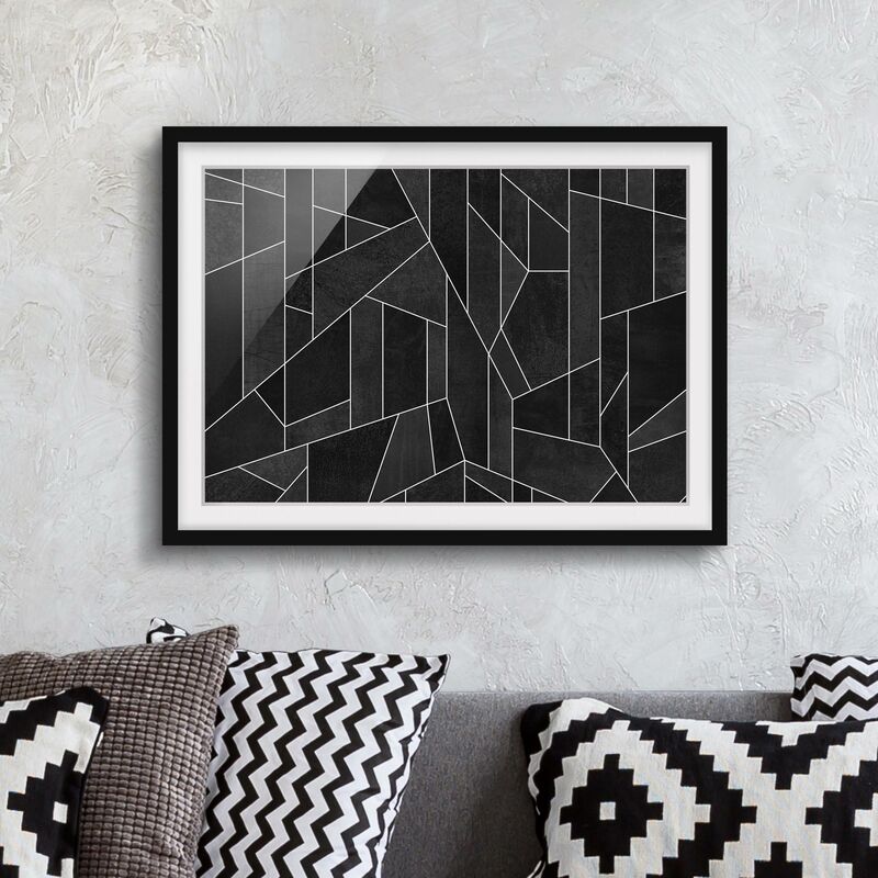 

Póster enmarcado - Bianco e nero geometrico Acquarello Dimensión LxA: 70cm x 100cm, Marco: Negro