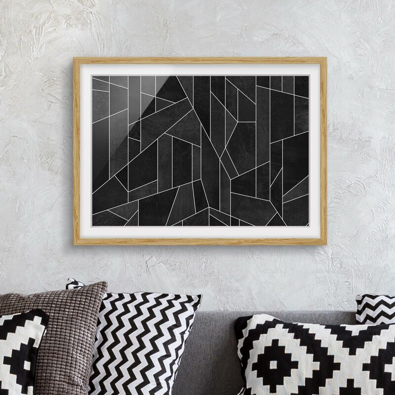 

Póster enmarcado - Bianco e nero geometrico Acquarello Dimensión LxA: 50cm x 70cm, Marco: Roble