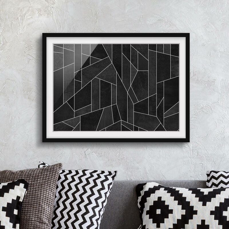 

Póster enmarcado - Bianco e nero geometrico Acquarello Dimensión LxA: 50cm x 70cm, Marco: Negro