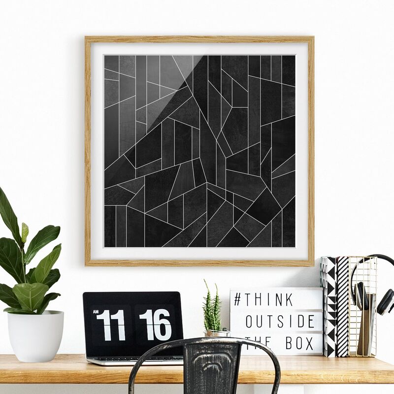 

Póster enmarcado - Bianco e nero geometrico Acquarello Dimensión LxA: 50cm x 50cm, Marco: Roble