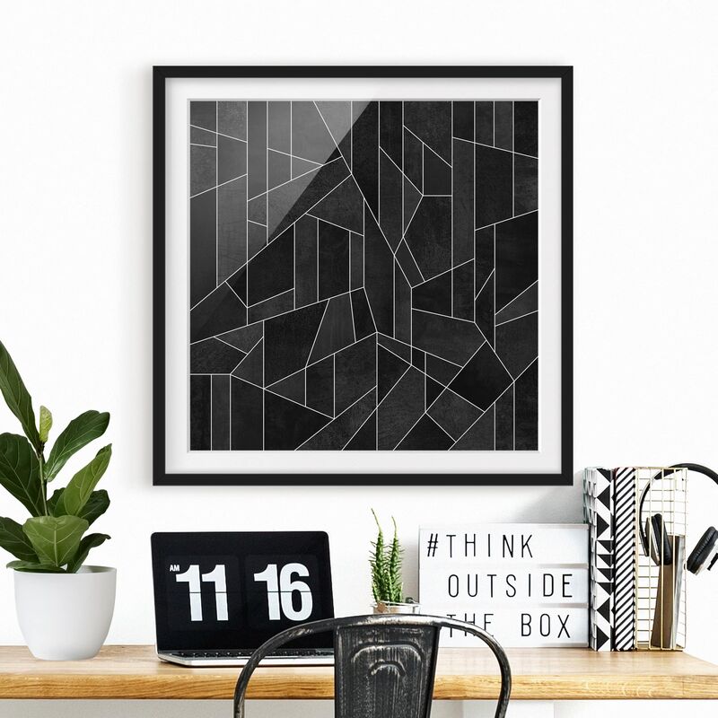 

Póster enmarcado - Bianco e nero geometrico Acquarello Dimensión LxA: 50cm x 50cm, Marco: Negro