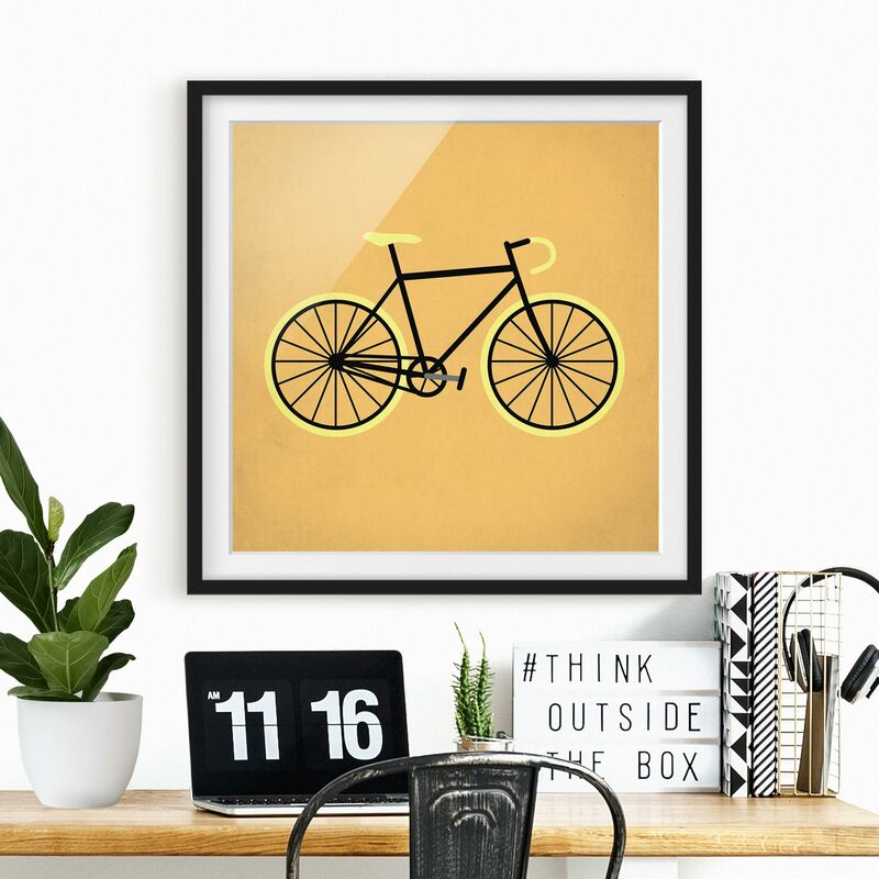 

Póster enmarcado - Bicicletta in giallo Dimensión LxA: 50cm x 50cm, Marco: Negro