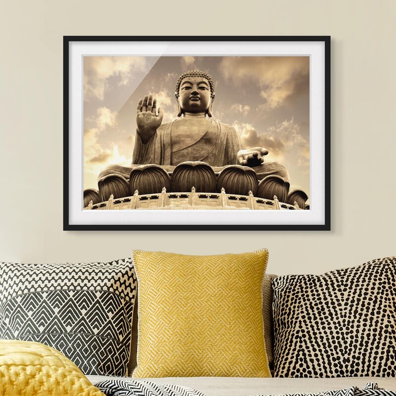 

Póster enmarcado - Big Buddha Sepia Dimensión LxA: 70cm x 100cm, Marco: Negro