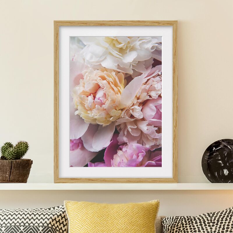 

Póster enmarcado - Blooming Peony Dimensión LxA: 55cm x 40cm, Marco: Roble